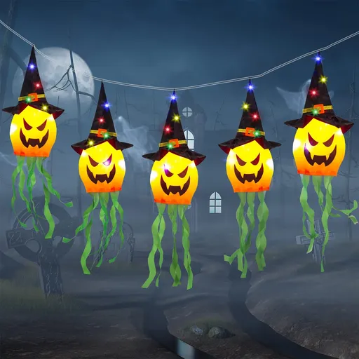 Halloween Lights String Lights 12Ft 30 LED Scary Witch Hat Pumpkin Battery Operated