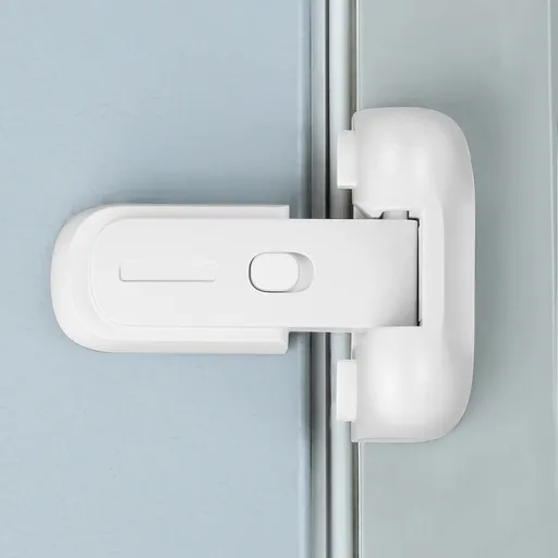Fridge Freezer Door Lock for Kids, Child Proof Refrigerator Latch Lock to Keep Door Closed, Easy Installation (White)