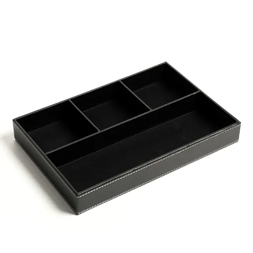 4 slots Desk Drawer Organizer, PU Leather Drawer Storage Organizer Divider for Office Desk Supplies Value Collection