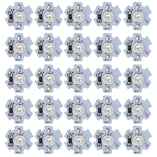 25Pcs 0.5W 5V High Power LED Lamp Bead Light Source Chip with Aluminum PlateBlue Light: 455-460NM