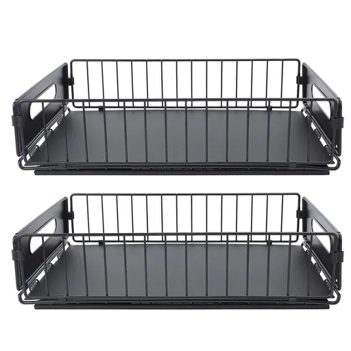 2PCS Pull Out Cabinet Organizer Metal Flexible Multifunctional Pull Out Spice Rack for Under Sink Kithen Short