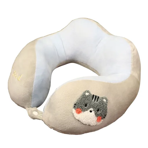 Neck Pillow Cute Animal High Resiliency U Shaped Headrest Airplane Pillow for Travel Office Cat About 30x30cm/11.8x11.8in