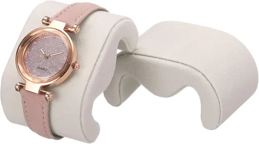 2pcs Watch Case Pillows, M Shaped Watch Display Pillow Velvet Watch Cushion Replacement for Watch Bracelet Display Storage Beige