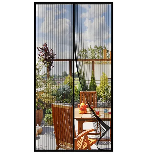 Magnetic Screen Door 100cm x 210cm – Self-Adhesive Mesh Netting for Mosquito & Wasp Protection, Indoor Outdoor Use, (Black,L)