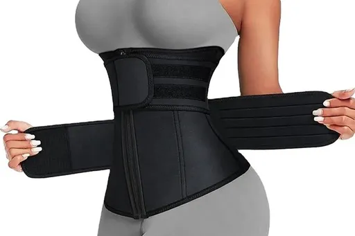 Sweat Waist Trainer for Women Sauna Sweat Belt Slim Body Shaper Corset - Black & L