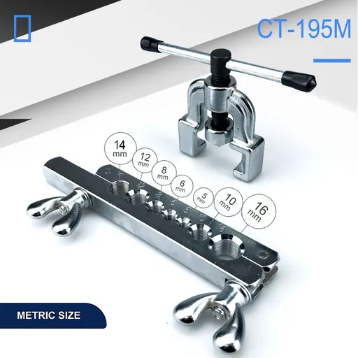 45-Degree Flaring Tool Kit with Chrome Vanadium Steel Body for Copper Aluminum and Thin-Wall Tubing in HVAC Piping Refrigeration Repair and Installation Projects (CT-195M)