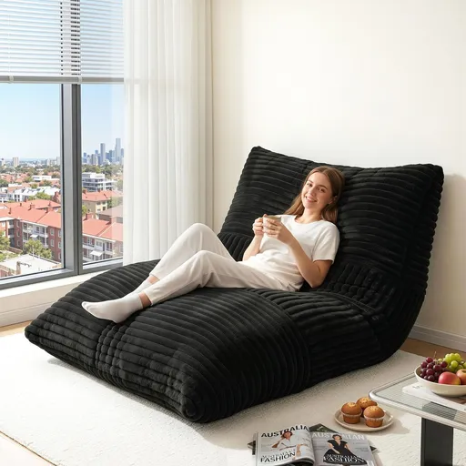 Artiss 3-in-1 Bean Bag Chair for Living Room Convertible Floor Sofa Dark Grey