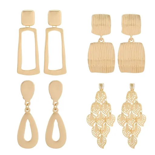 4Pcs Clip on Earrings,Gold Plated Earrings,Gold Plated Earrings,Gold3