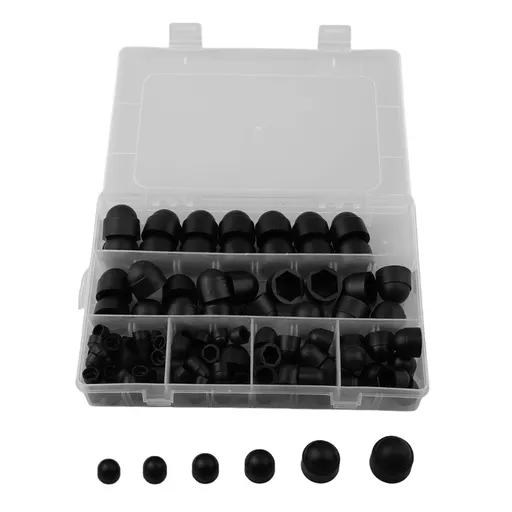 145pcs Protective Cap for Screws Hexagonal Cover Cap Black for Nuts Screws Bolts