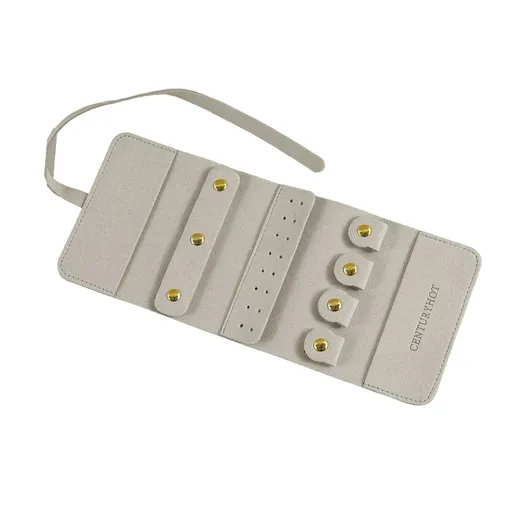 Portable Microfiber Jewelry Storage Bag Roll Organizer for Earrings Necklaces - Grey