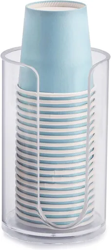 Bathroom Cup Dispenser, 3oz-5oz Small Disposable Paper Cups Holder for Bathroom Vanity Countertop's Rinsing/Mouthwash Cups, Clear