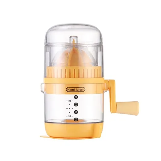 Manual Citrus Juicer with Rotating Crank - Large Capacity Hand Press for Lemon Orange Lime Grapefruit | Max Extraction, Ergonomic Handle for Effortless Squeezing, Dishwasher Safe & Compact Storage