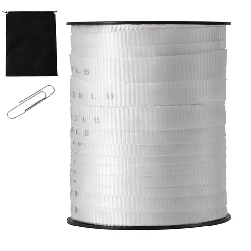Polyester Pull Tape, 1.9 cm x 80.8 m Mule Tape Flat Rope, 1134 kgf Tensile Capacity, Printed Webbing Cable Pulling Tape for Packaging, Gardening, Commercial Electrical, Conduit Work, White