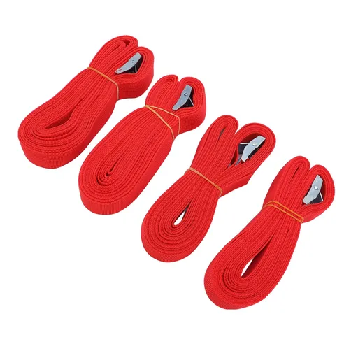 4PCS Luggage Straps Heavy Duty Adjustable Portable Travel Belts Multifunctional Carry On Bag Elastic Belt for Camping Red