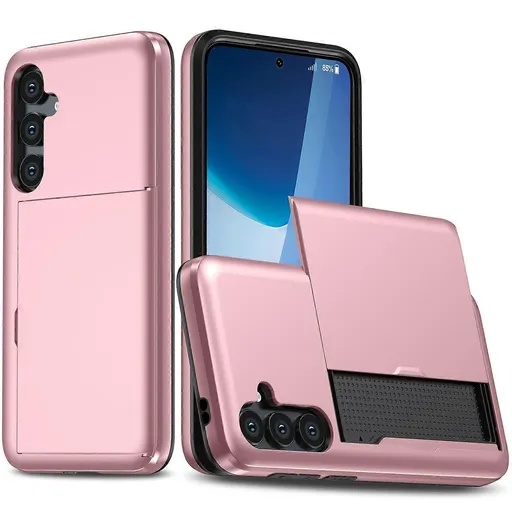 Hot Compatible with Samsung Galaxy A16 5G/4G Case with Card Holder TPU+PC Back Rose Gold