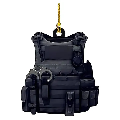 Christmas Hanging Ornament Police Equipment Acrylic Decoration 9X9CM Multi-Purpose Pendant for Tree Backpack or Car Rearview Mirror