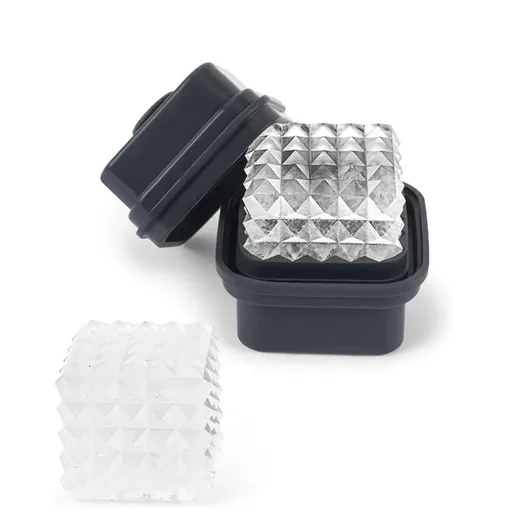 Perfect Etched Large Cubes, Slow Melting for Whiskey and Cocktails, Food Grade Premium Silicone, Dishwasher Safe (2PCS)