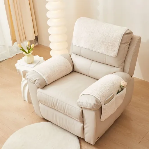 Sofa Armrest Cover with Storage Pockets, Non-Slip Recliner Arm Protector, Washable Furniture Protector for Sofas and Chairs, 1 Piece, 26x20 Inches