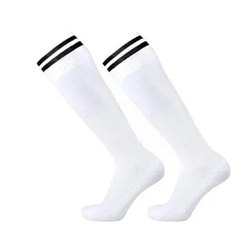 Mens Womens Sports Breathable Tube Long High Socks Knee Warm Casual Footy Soccer - White
