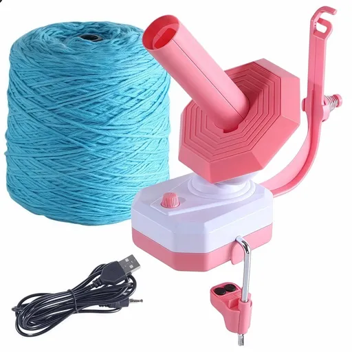 Electric Yarn Ball Winder, Pink and White, Automatic Tension Control with Stepless Speed, 7oz Capacity for Knitting and Crochet, USB Powered(Pink)