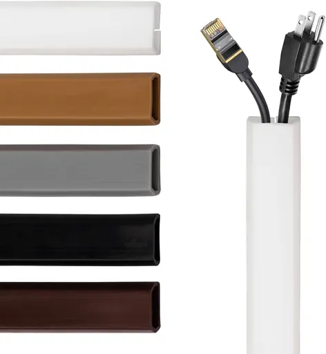 TV Cord Hider – Flexible Wall Cord Cover Low Profile Silicone Cable Raceway Self Adhesive Cut to Size Design for Hiding Wires on Wall Clean Home Setup Cable Concealment, White, 6 Feet