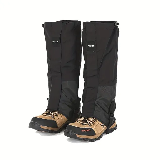 Outdoor Leg Gaiters for Hiking, Snow, and Mud – Waterproof, Breathable 100% Polyester with Adjustable Fit, Ideal for Skiing, Trekking, and Desert Exploration to Keep Debris Out of Boots (Black)