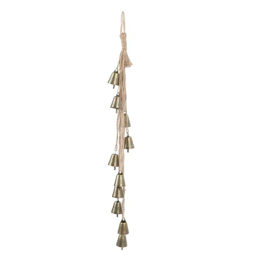 Xmas Decorative Bell Vintage Metal Fade Proof Hemp Rope Copper Bell for Outdoor Home Pendant