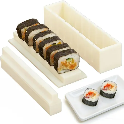 Sushi Maker Mold Kit, Easy DIY Onigiri Rice Ball Press, Plastic Shaper Tool for Home Kitchen Beginners (Square Shape)