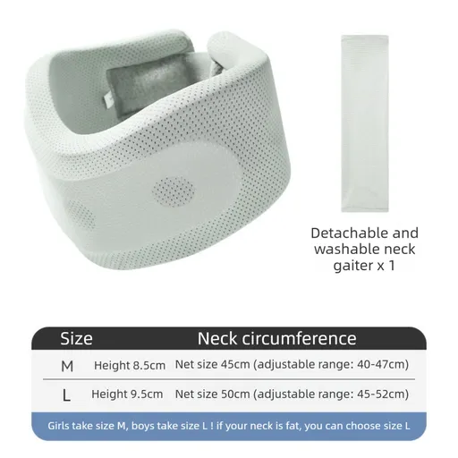 Light Green Adjustable Cooling Jelly Core Neck Brace with Washable Cover - 3D Hollow Cervical Collar for Posture & Forward Head Correction (L Size)