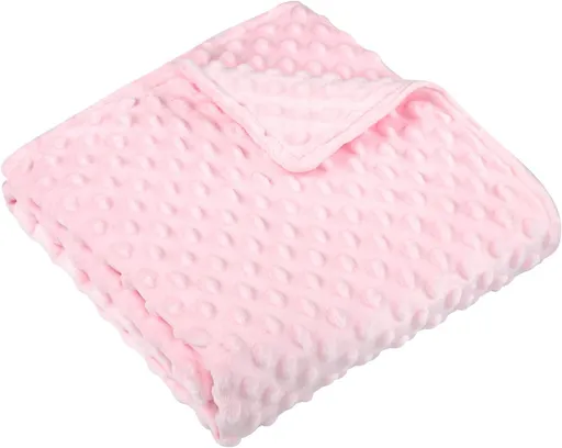 Baby Blanket for Girls, Soft Crib Blanket 95*75cm, Newborn Blankets for Nursery, Stroller, Toddler Bed, Carseat, Double Layer, Pink