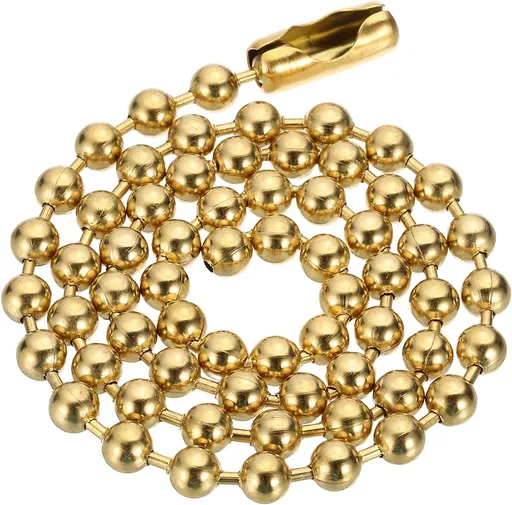 Silver-tone Beaded Chain Necklace, Titanium Steel Bead Ball Necklace Y2K Punk for Women Men Gift Gold 0.24 in x 18