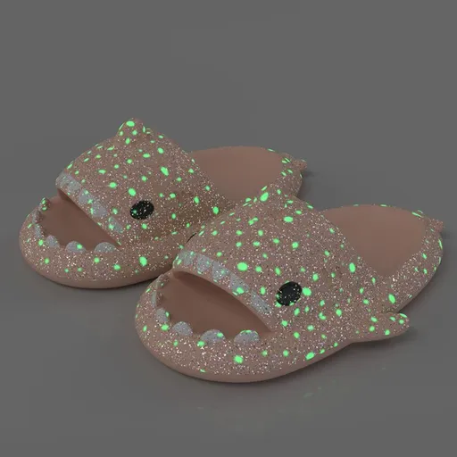 Ladies Shark Slippers Glowing Glitter Slippers Quick-Dry Slippers Non-Slip EVA - Pink - Size 45