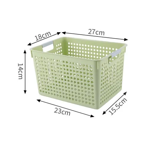Tall Plastic Storage Basket, Small Size, 10.63x7.09x5.51in, Green, Multi-Purpose Tall Organizer For Books & Produce, Stylish Daily Gift