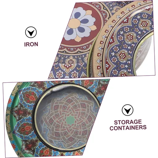 4Pcs Boxes Saffron tin box container for food candy jewelry food decor empty cookie tin Round Tin Container mini Tea Canister