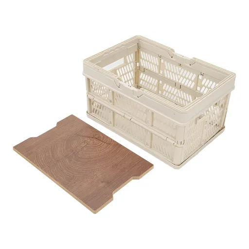 Camping Picnic Basket Foldable Large Capacity Multifunction Handheld Camping Storage Basket Camping Storage Box Grey White M