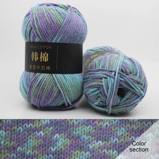 Cotton Yarn - Multicolor Rainbows Yarn,50 gram Skeins,26 Colors Available,7 Strands Of Combed Milk Cotton Crocheting Yarn for Knitting,Crochet,Weaving,Arts & Crafts - Fiesta #Y - Blue Purple