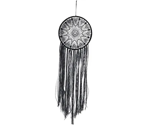 Hollow Round Moon Shape Tassel Dream Catcher Hanging Pendant Home Bedroom Decor- B