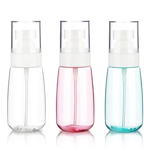 3pack Small Spray Bottle, 2oz Mini Spray Bottles, Empty Travel Spray Bottle, Fine Mist Plastic Spray Bottles (Clear+Green+Pink)