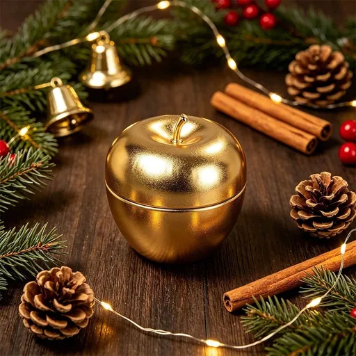 Christmas Storage Box, Metal Tin Box with Lid, Mini Holiday Decoration Organizer Container for Jewelry, Small Items, Desk, Shelf and Gift Packaging, 3 inch Gold