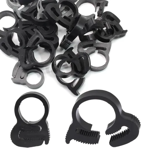 Biaungdo 20 Pack Black Double Gripping Nylon Hose Clamps, 12.3-13.3 mm Heavy Duty Snap Grip Plastic Clamps Adjustable Ratcheting Clamp