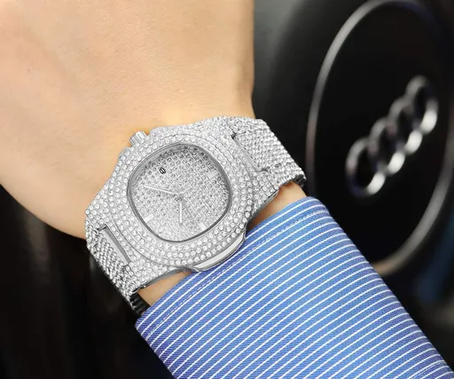 Luxury Unisex Watch Crystal Diamond Watches Big Face Fashion Men's Women's Quartz Watch Color Wrist Watch Bling Watches