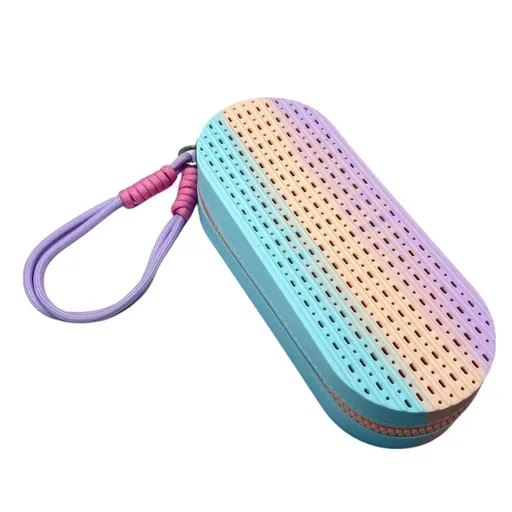 Blue-pink Breathable Silicone Swim Goggles Case Shockproof Sunglasses Protector Box Portable Large Capacity Storage Pouch with Hanging Strap for Swimming and Travel