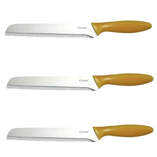 3Pc Set 20.5cm Culinare Bread Knife Stainless Steel Kitchen Chef with Cover (Great for Sourdough)