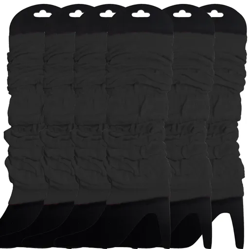 6x LEG WARMERS Knitted Womens Neon Party Knit Ankle Fluro Dance Costume 80s BULK - Black