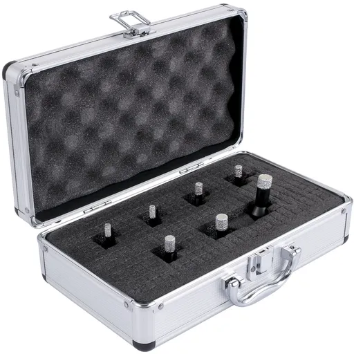 Diamond Drill Bits 7PCS Diamond Hole Saw 6/6/8/8/10/12/14mm Tile Hole Saw Kit Vacuum Brazed Diamond Drill Bit 0.59in/15mm Segment Tile Hole Saw w Storage Case for Tile Ceramic Porcelain Marble