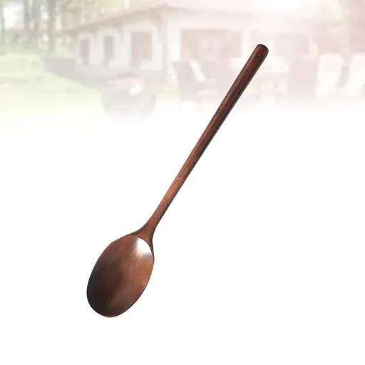 Brown Plastic Mixing Spoon for Kitchen Use Lightweight and Comfortable to Hold 2 Pieces