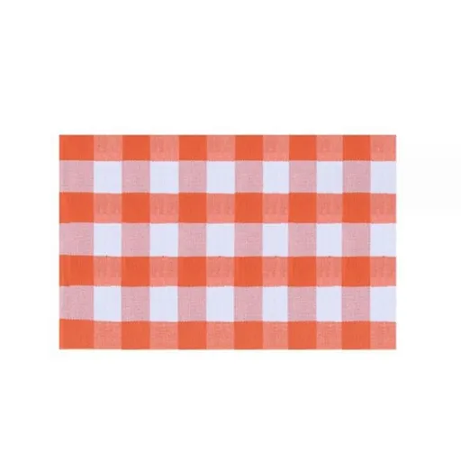 Orange Plaid Outdoor Rug, Cotton Hand-Woven Check Rug for Front Door, Porch, Farmhouses, Entryway, and Patio, 23.6'x 35.4'