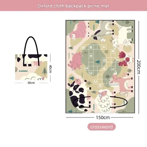 Pink 2-in-1 Oxford Picnic Blanket and Shoulder Bag（150*200cm） - Foldable Outdoor Mat with Storage Pockets, Lightweight Camping Ground Sheet for Beach Park Festival