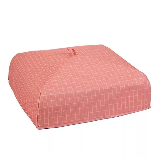 2 Pack Pink Plaid Foldable Thermal Insulated Food Cover (S 21 x 21 x 11cm) - Dustproof & Insect-Proof Kitchen Dish Protector