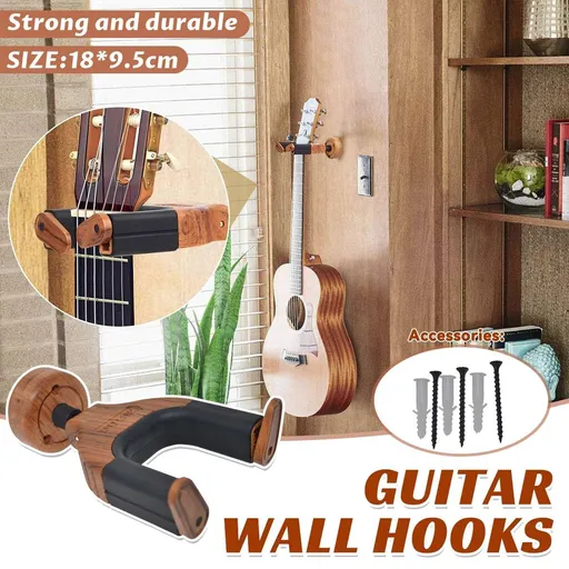 Solid Wood Guitar Wall Hook Hanger Silicone Neck Cradle Acoustic Electric Bass